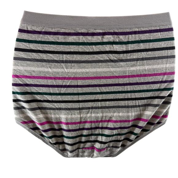 Cacique Cotton Full Brief Panty Gray Multicolor Stripe Size 14/16 - Picture 5 of 6